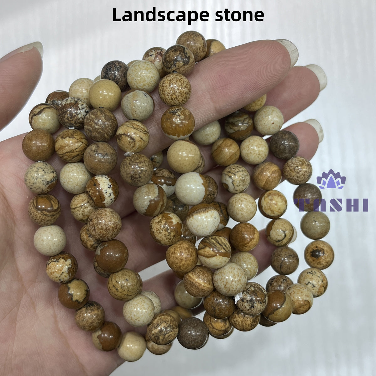 8mm Landscape Stone Bracelets Round Beaded Bracelets Stretch Beads