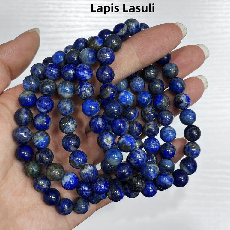 8mm Lapis Lazuli Bracelets Round Beaded Bracelets Stretch Beads