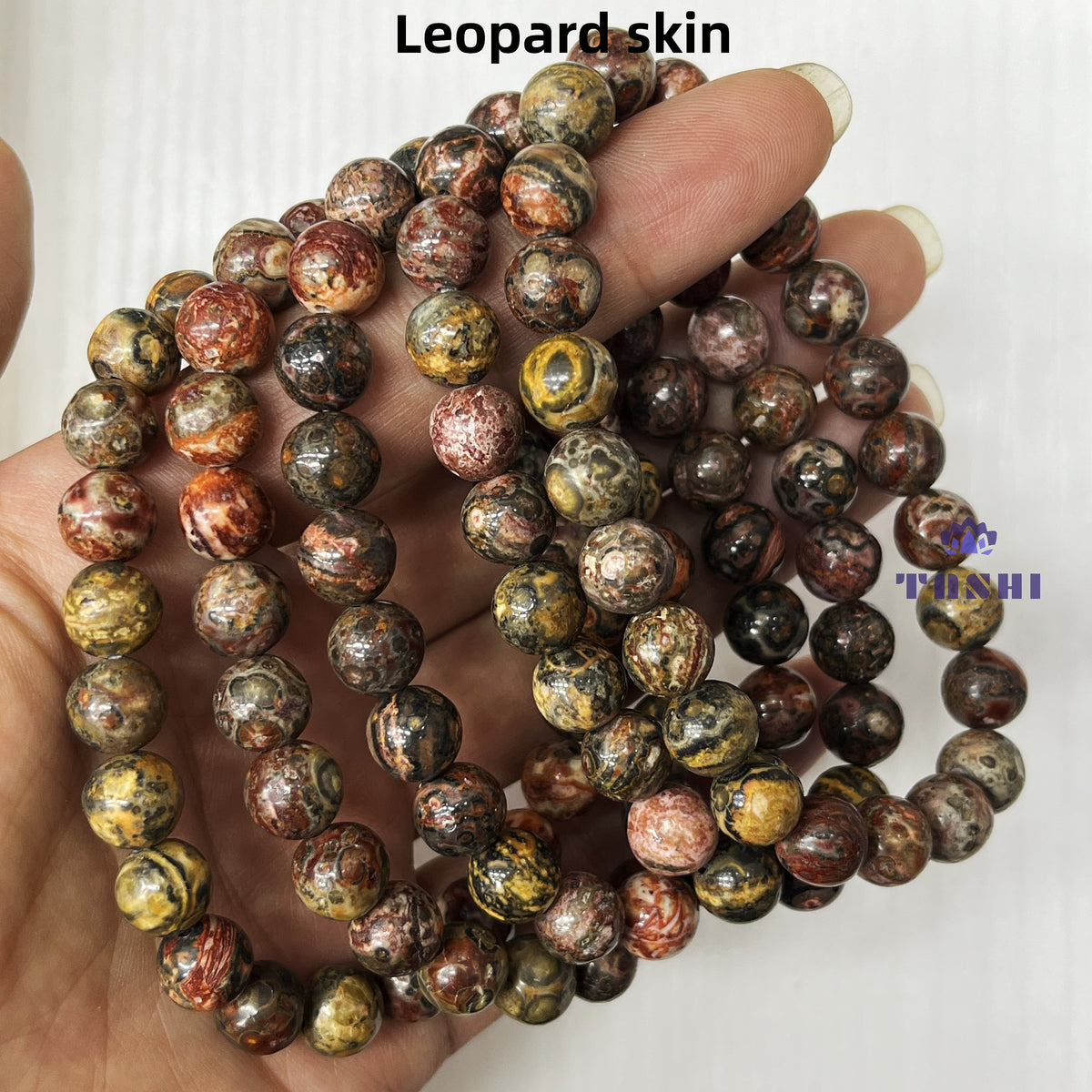 8mm Leopard Skin Bracelets Round Beaded Bracelets Stretch Beads