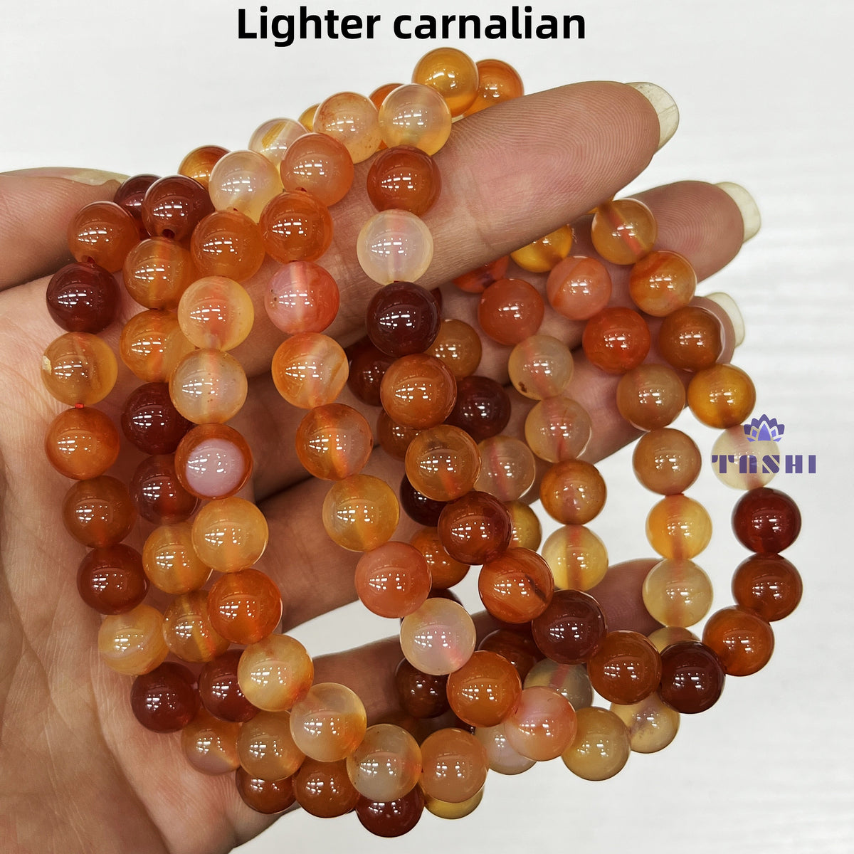 8mm Orange Carnelian Bracelets Round Beaded Bracelets Stretch Beads