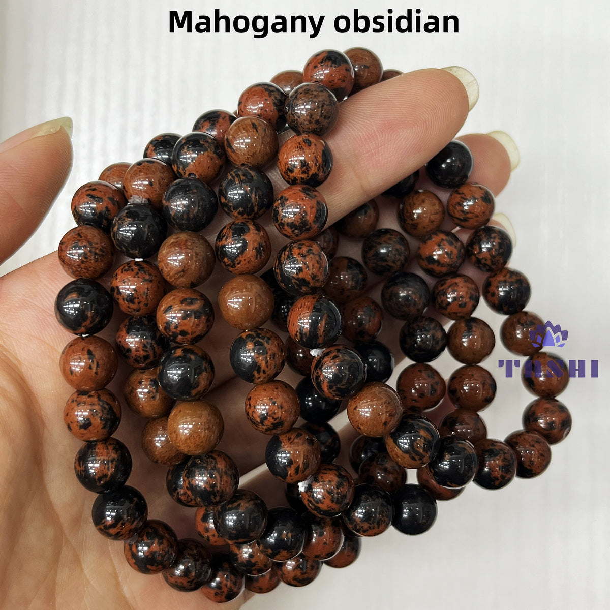 8mm Mahogany Obsidian Bracelets Round Beaded Bracelets Stretch Beads