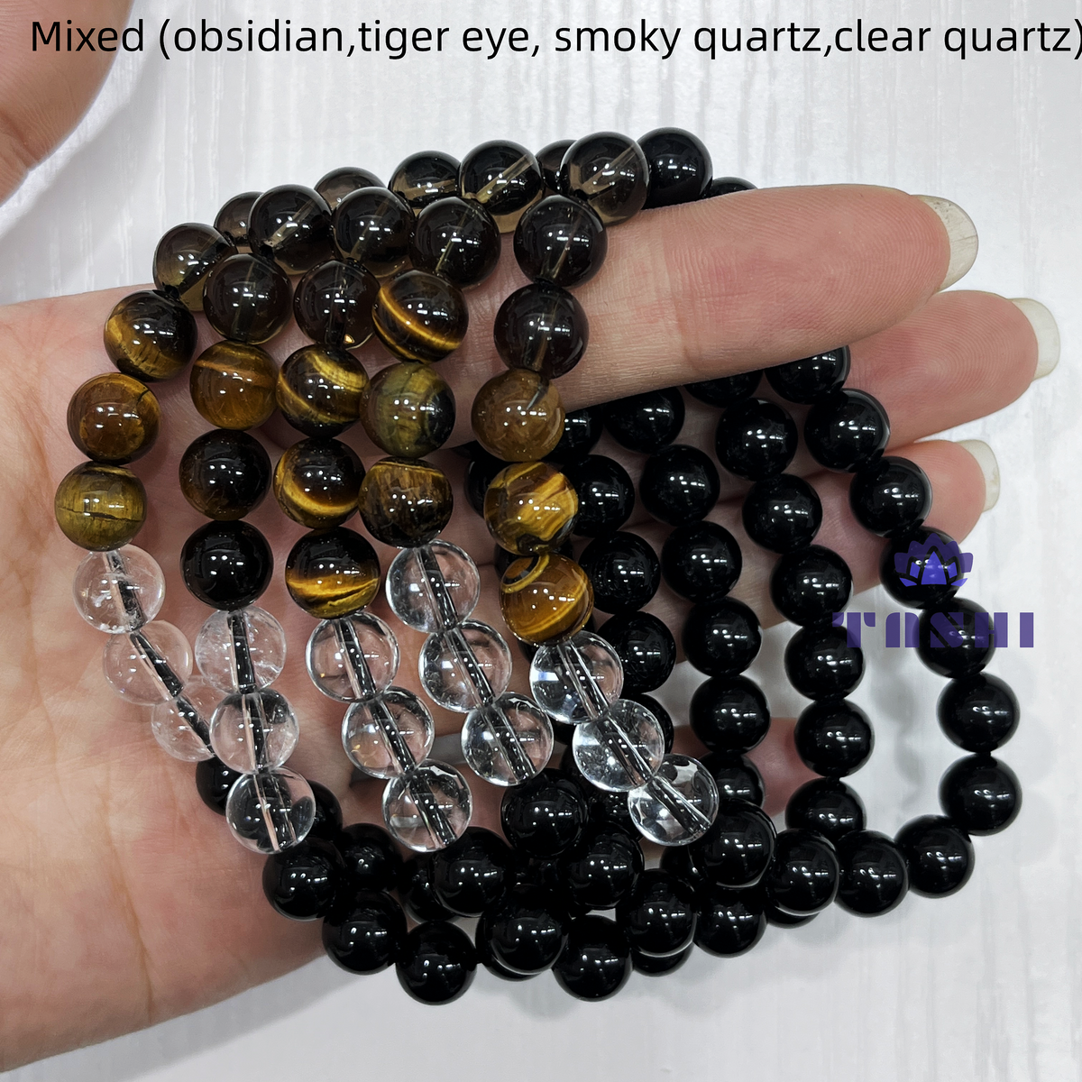 8mm Mixed Stone Bracelets Round Beaded Bracelets Stretch Beads