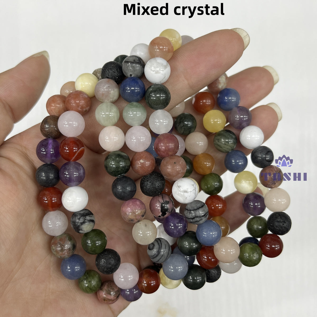 8mm Mixed Stone Bracelets Round Beaded Bracelets Stretch Beads