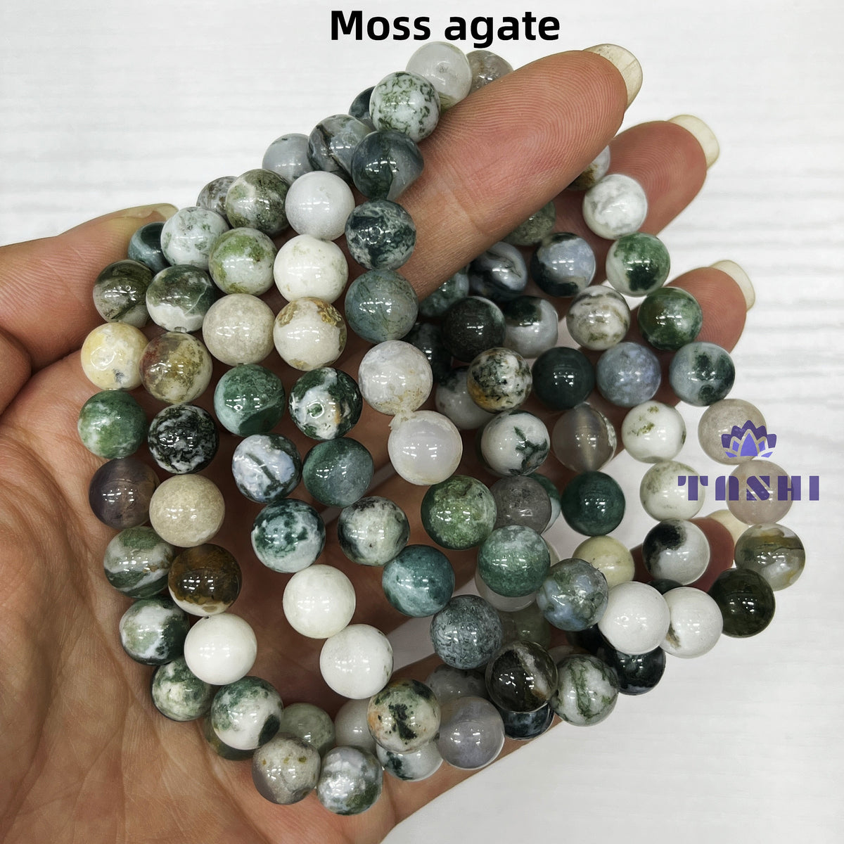 8mm Moss Agate Obsidian Bracelets Round Beaded Bracelets Stretch Beads