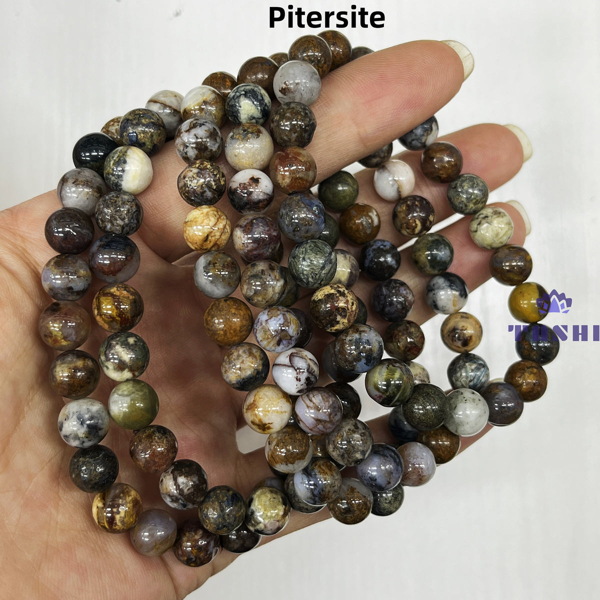 8mm Piitersite Bracelets Round Beaded Bracelets Stretch Beads