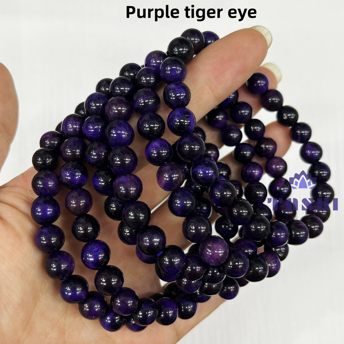 8mm Purple Tiger Eye Bracelets Round Beaded Bracelets Stretch Beads