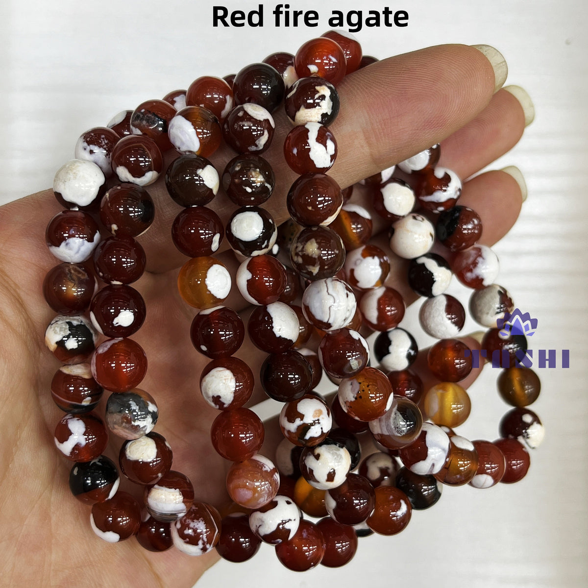 8mm Red Fire Agate Bracelets Round Beaded Bracelets Stretch Beads