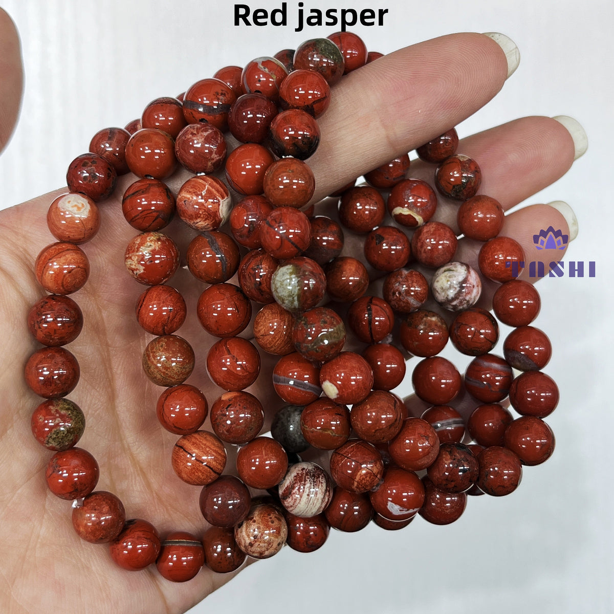 8mm Red Jasper Bracelets Round Beaded Bracelets Stretch Beads