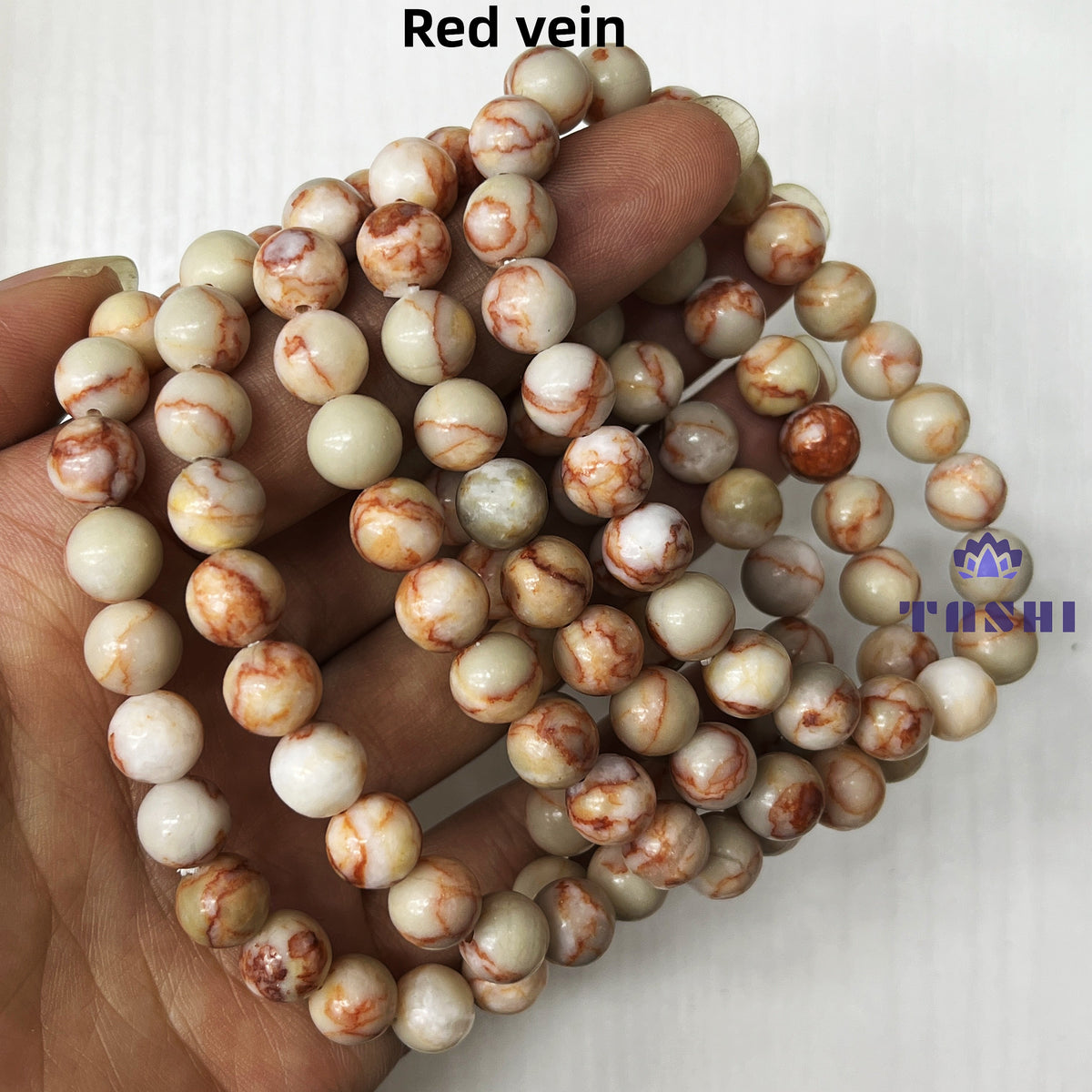 8mm Red Vein Jasper Bracelets Round Beaded Bracelets Stretch Beads