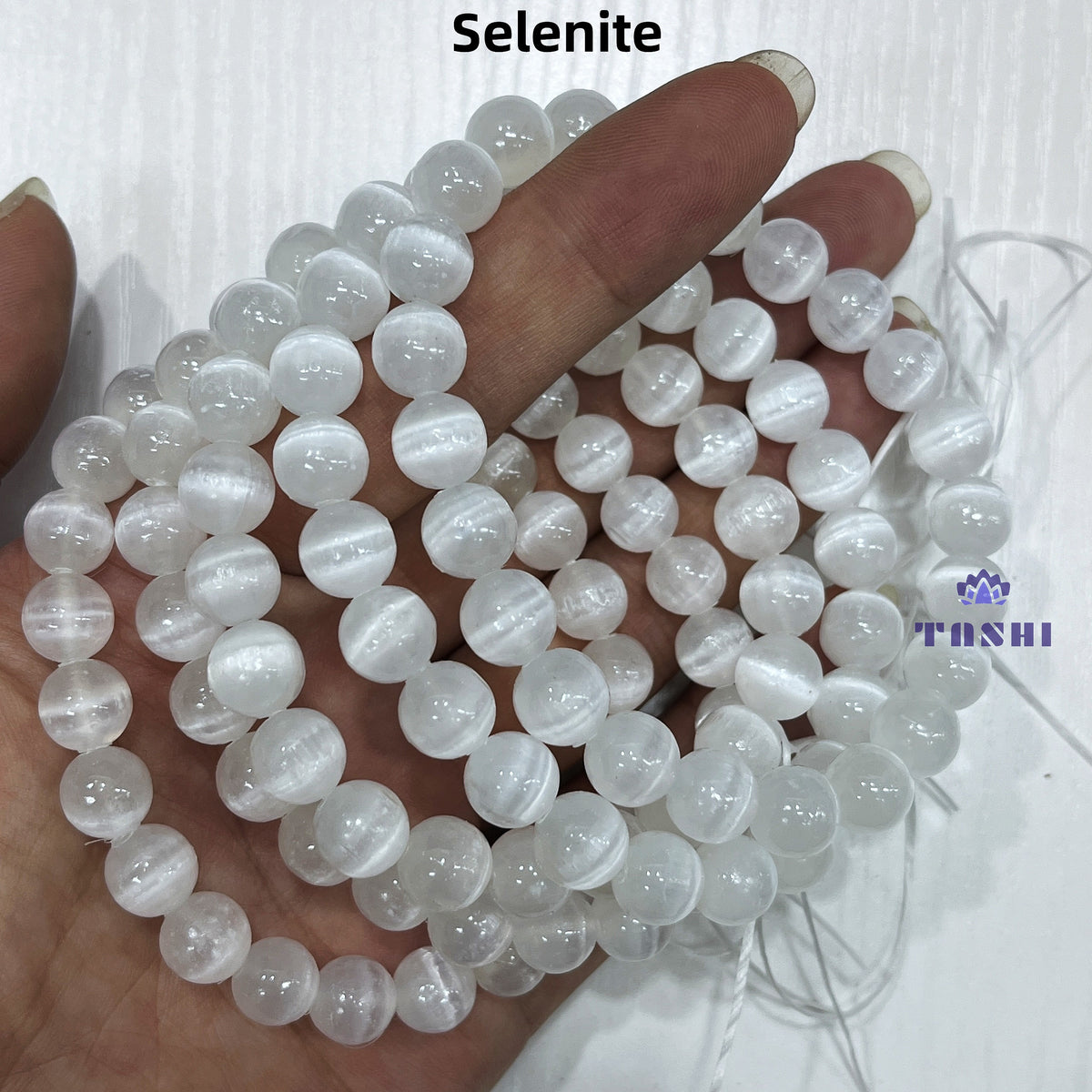 8mm Selenite Bracelets Round Beaded Bracelets Stretch Beads