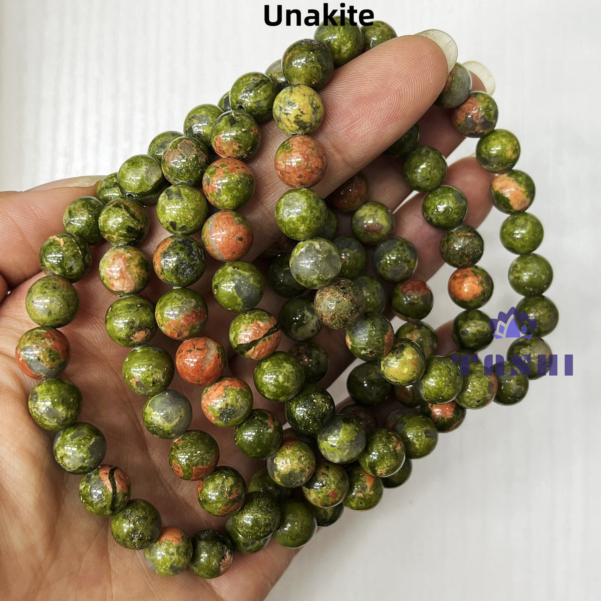 8mm Unakite Bracelets Round Beaded Bracelets Stretch Beads