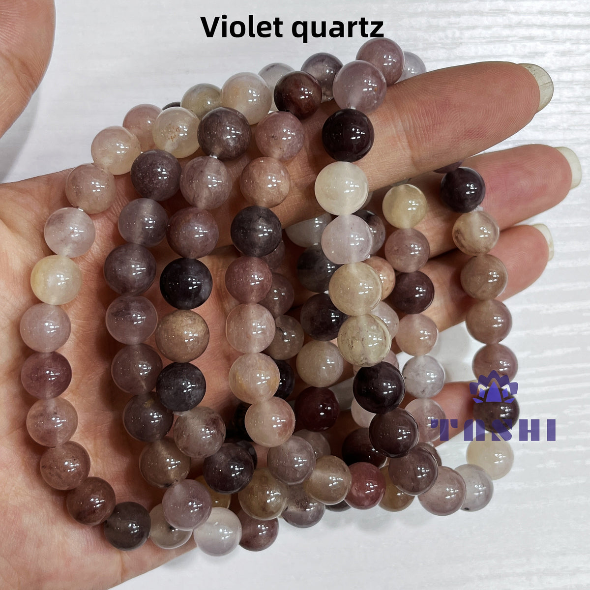 8mm Violet Quartz Bracelets Round Beaded Bracelets Stretch Beads