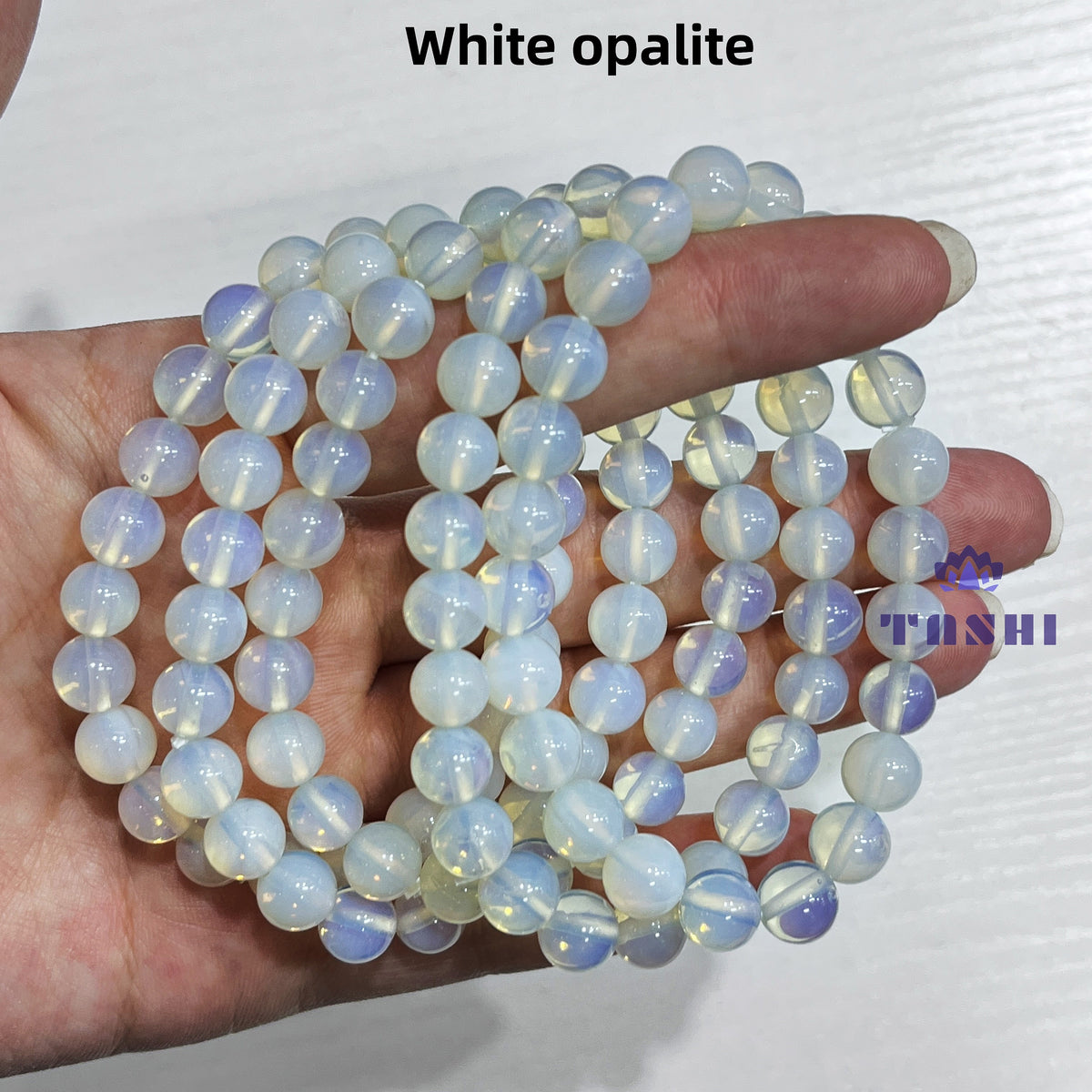 8mm White Opalite Bracelets Round Beaded Bracelets Stretch Beads