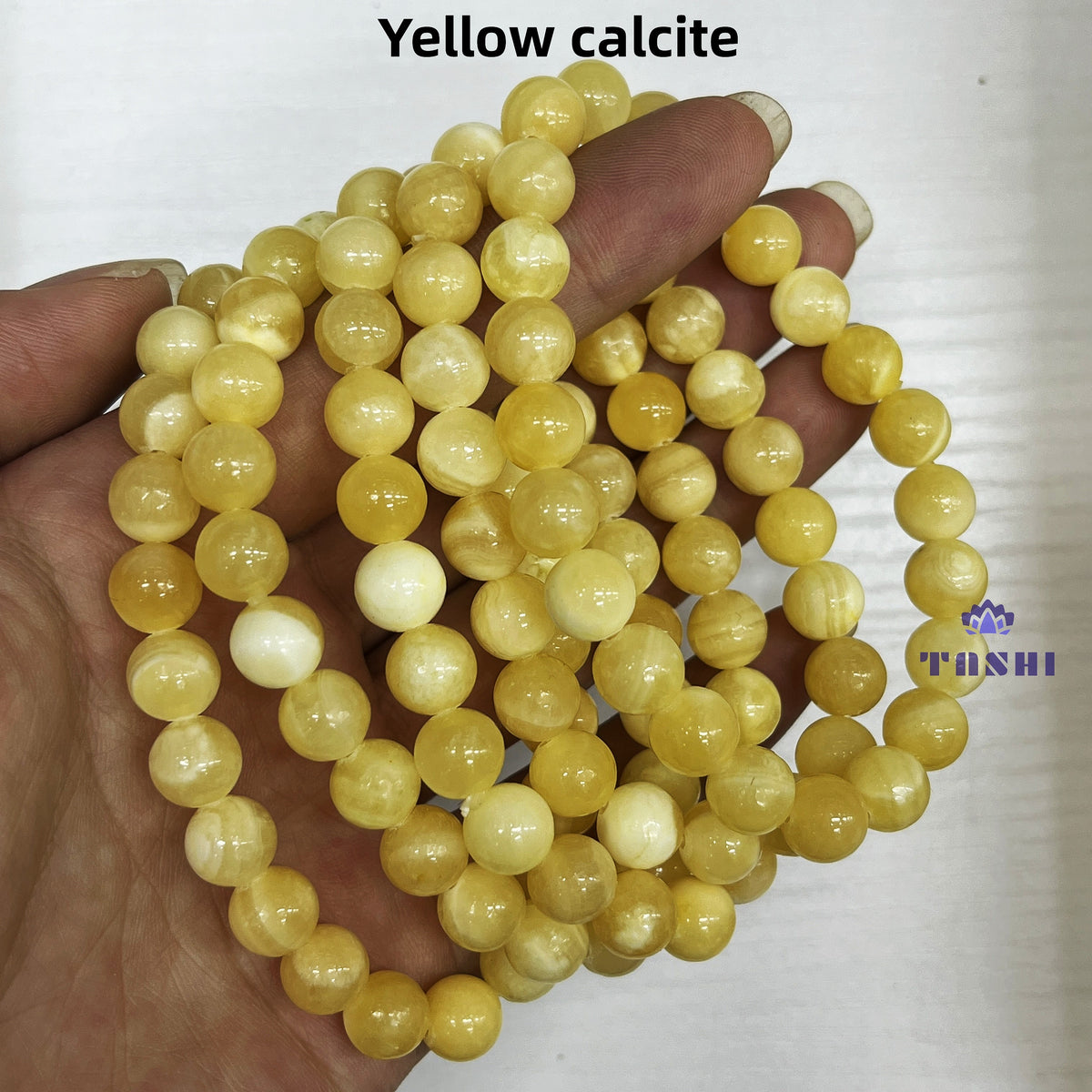 8mm Yellow Calcite Bracelets Round Beaded Bracelets Stretch Beads