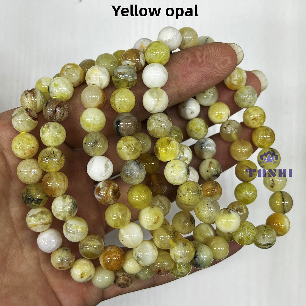 8mm Yellow Opal Bracelets Round Beaded Bracelets Stretch Beads