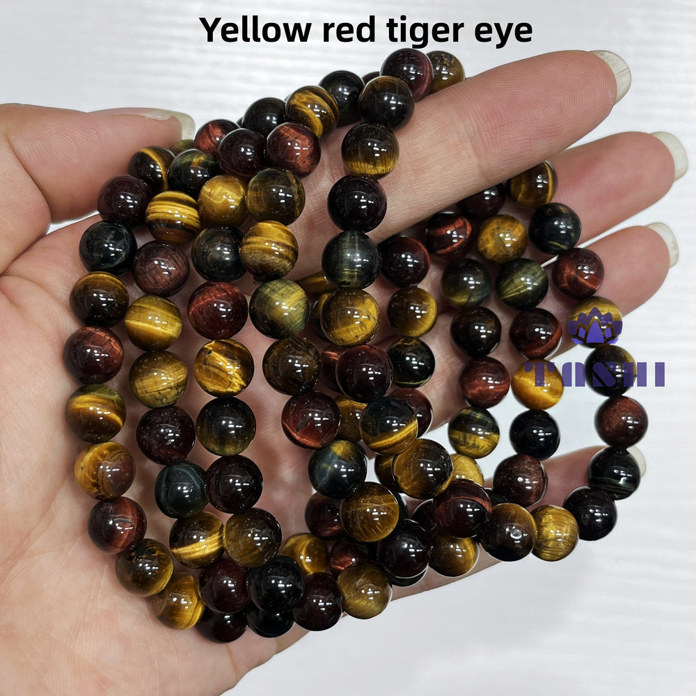 8mm Mixed Tiger Eye Bracelets Round Beaded Bracelets Stretch Beads