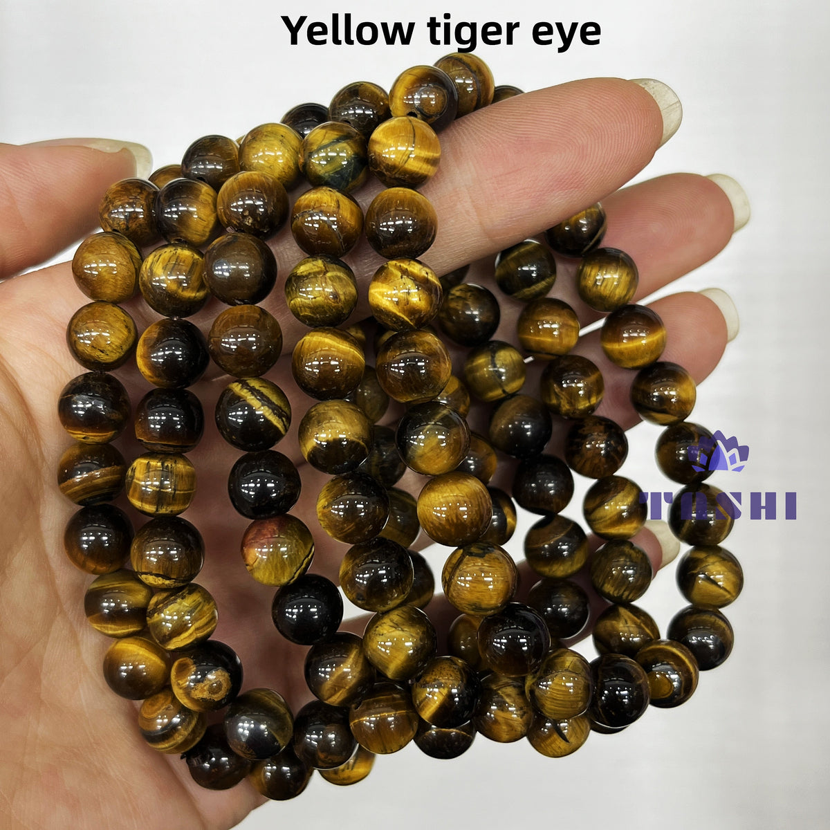 8mm Yellow Tiger Eye Bracelets Round Beaded Bracelets Stretch Beads