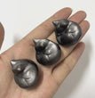 3.5CM Mini Silver Sheen Obsidian Sleeping Cat