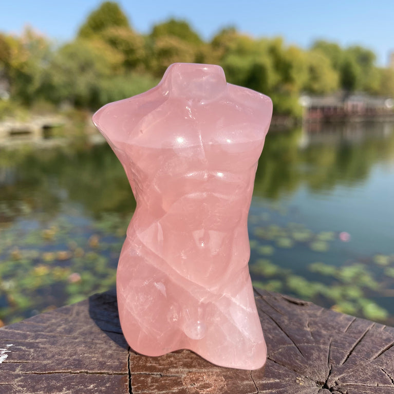 8CM Lady's Body Man's Body High Quality Rose quartz Carving