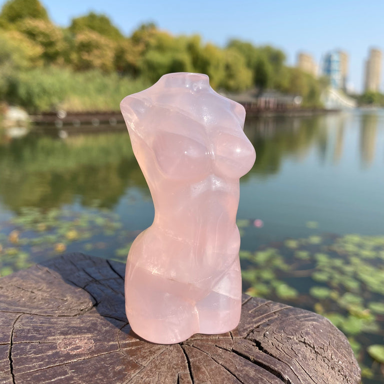 8CM Lady's Body Man's Body High Quality Rose quartz Carving