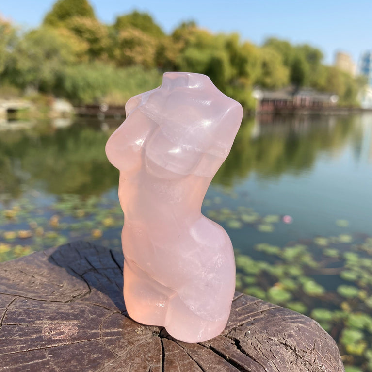 8CM Lady's Body Man's Body High Quality Rose quartz Carving