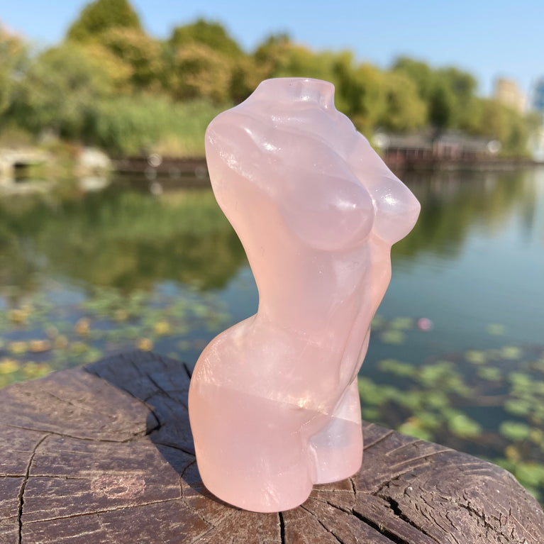 8CM Lady's Body Man's Body High Quality Rose quartz Carving