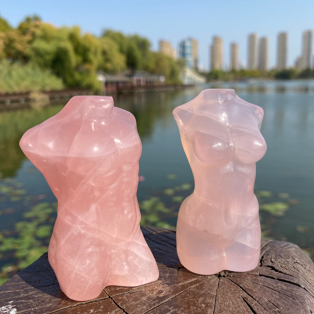 8CM Lady's Body Man's Body High Quality Rose quartz Carving